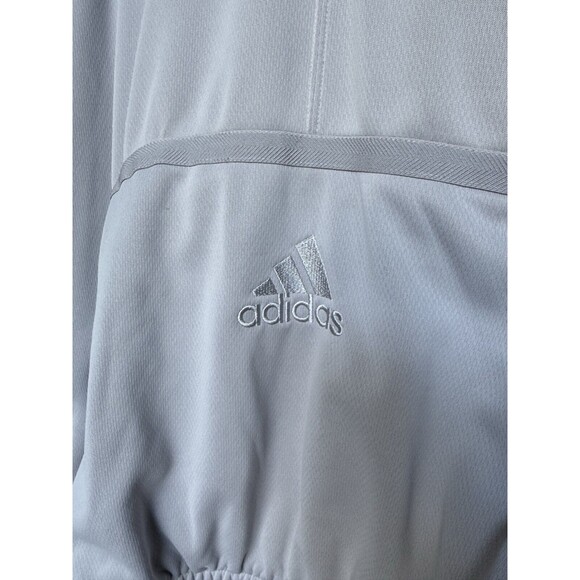 Adidas Men’s XL Tech Hoodie Pale Blue Gray Pullover Athletic Layer - Picture 2 of 4